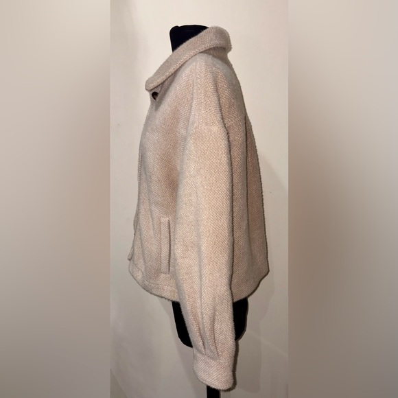 Greylin Anthropology Sz Medium Knit Beige Shirt Jacket Pockets Front Button - Picture 6 of 14